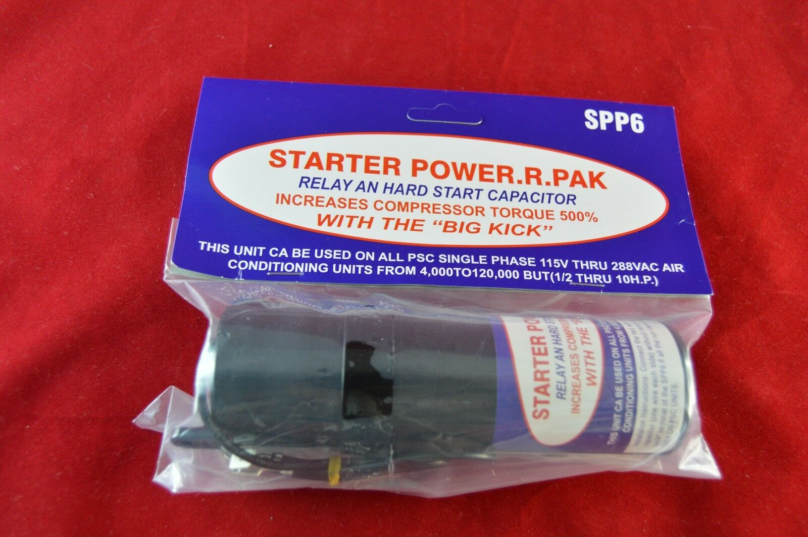 Spp6 Hard Start Kit  Capacitor Relay 1/2hp-10hp Increases  Torque 500% Pow-r-pak