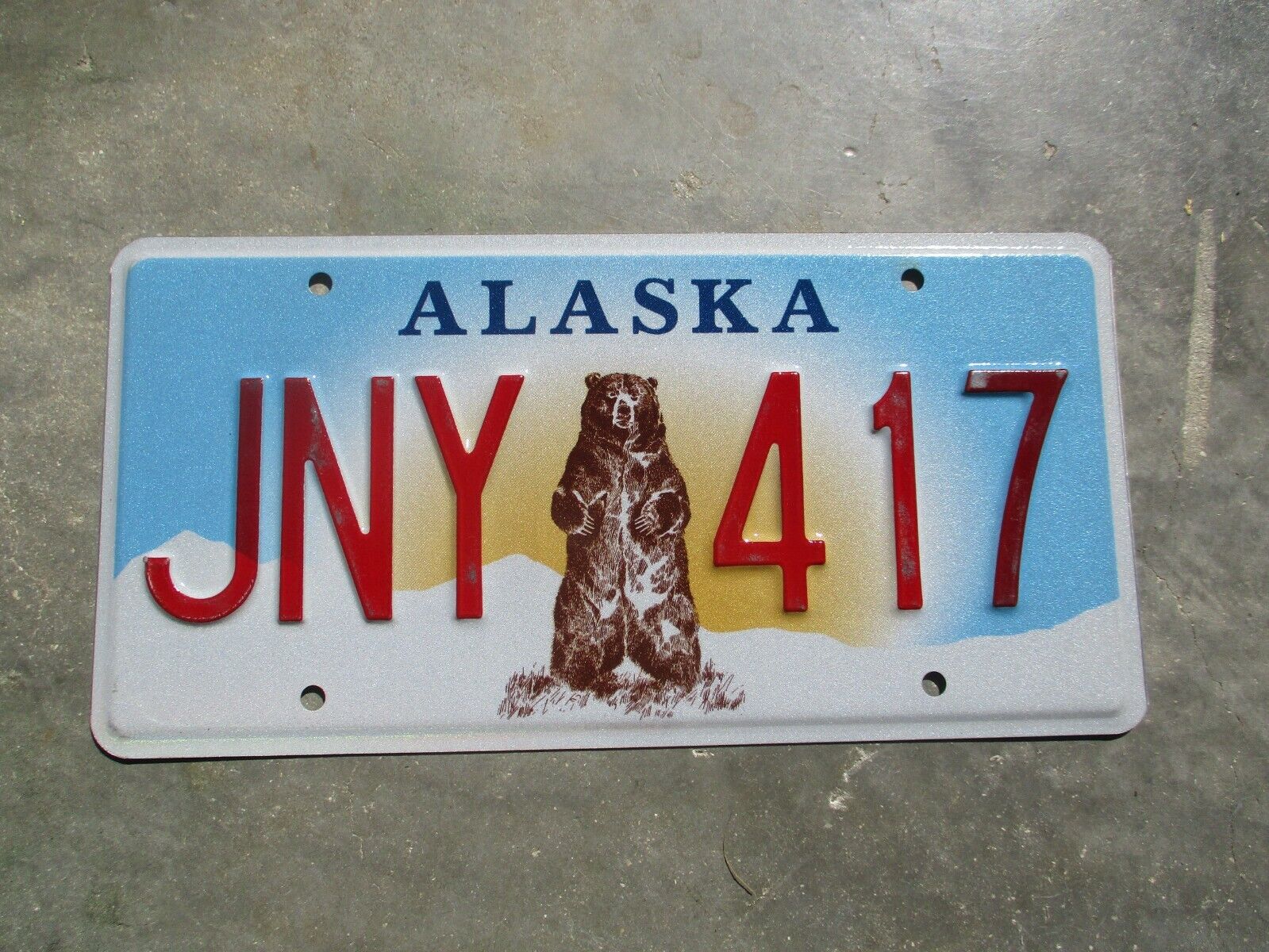 Alaska  Bear License Plate #   Jny  417