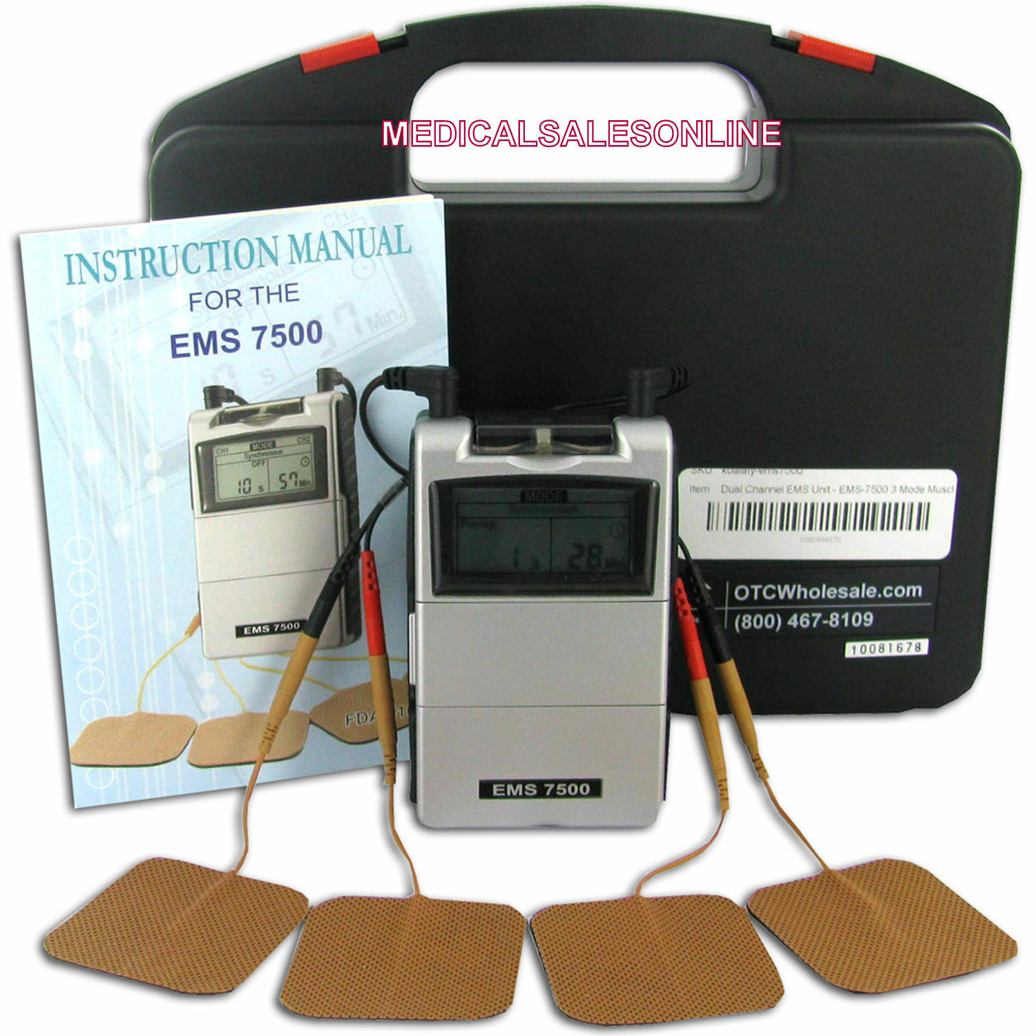 Ems 7500 Muscle Stimulation Therapy Machine Back Chronic Pain Relief Tens