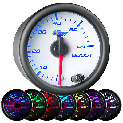 52mm Glowshift White Face Turbo Diesel Boost 60 Psi Gauge W. 7 Colors Leds