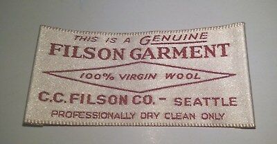 Filson Embroidered Label / Patch, Circa 1997, Maroon / Cream, Mint, Made In Usa