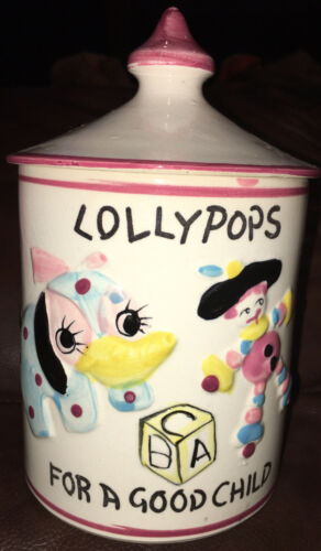 Vintage Lollypop Jar. “lollypops For A Good Child”. Japanese , Porcelain Jar.